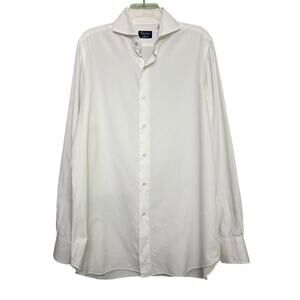 Finamone Napoli AXEL's White Cotton Button Down Long Sleeve Shirt Men's Size L